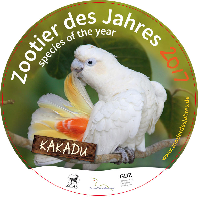 PRESSEINFORMATION ZOOTIER DES JAHRES: Aufkleber Zootier des Jahres 2017 Kakadu