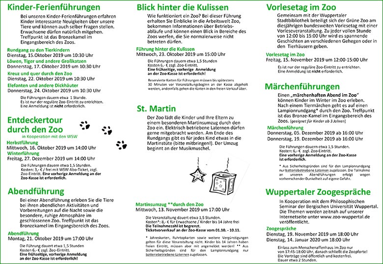 Herbstprogramm 2019 im Grünen Zoo Wuppertal (Presse-Info Der Grüne Zoo Wuppertal)