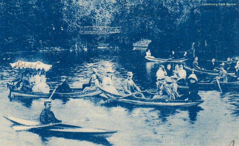 Der Gondelteich im Zoologischen Garten Elberfeld auf einer Postkarte von 1899 - Ausschnitt (Sammlung Frank Werner)