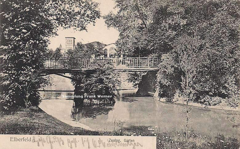 Der Große Teich im Zoologischen Garten Elberfeld mit Blick auf das Hauptgebäudes auf einer Postkarte (Sammlung Frank Werner)