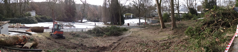 Panoramablick am 27. Januar 2017 auf das Areal für die Freiflugvoliere ARALANDIA im Grünen Zoo Wuppertal