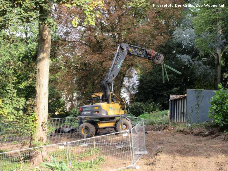 Abbrucharbeiten für die Freiflugvoliere ARALANDIA im September 2017 im Zoologischen Garten der Stadt Wuppertal (Pressefoto Der Grüne Zoo Wuppertal)