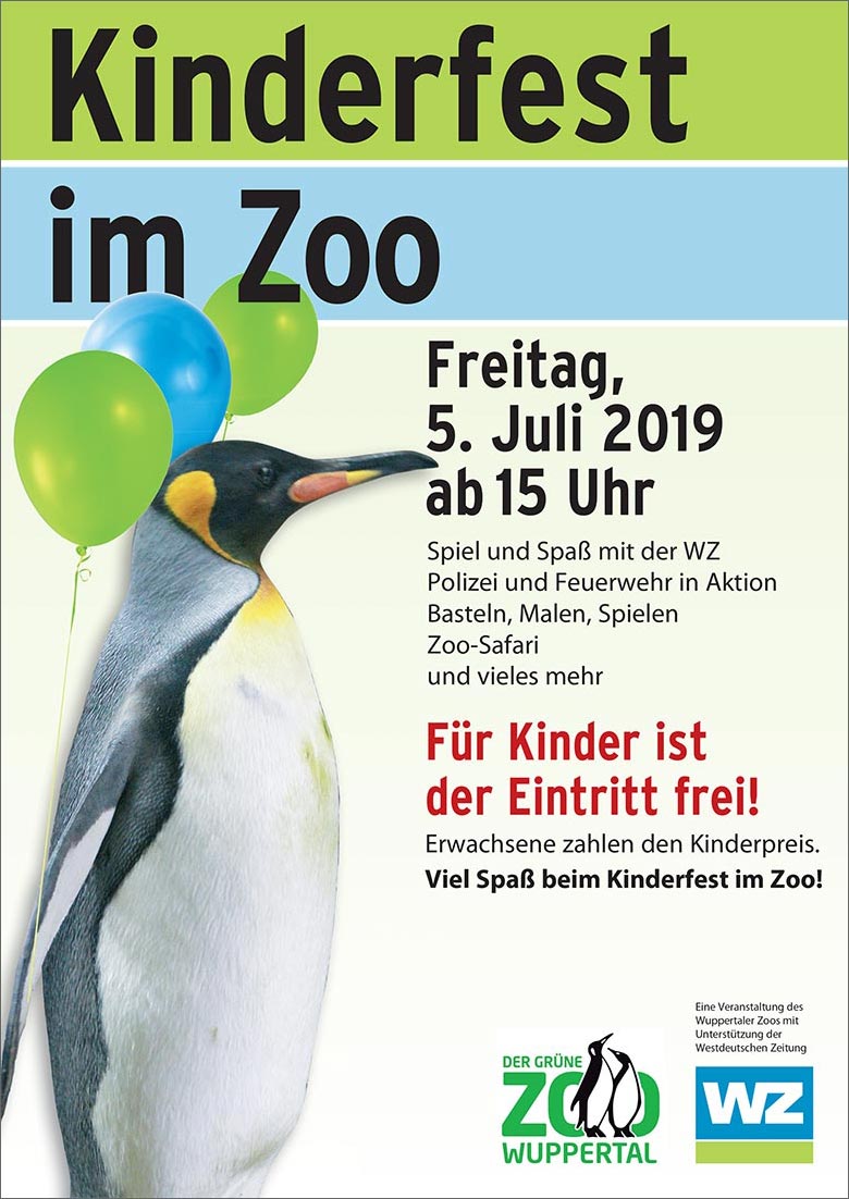 Plakat für das Kinderfest im Zoo Wuppertal am 5. Juli 2019