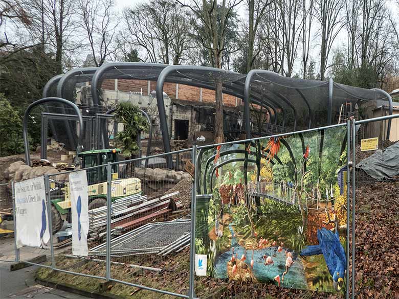 Baustelle der begehbaren Freiflugvoliere ARALANDIA am 26. Dezember 2019 im Zoologischen Garten Wuppertal