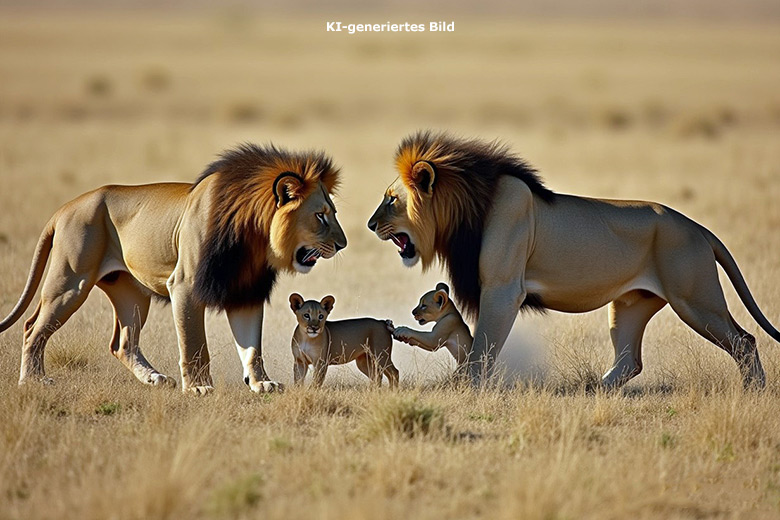 Künstlich erzeugtes Bild einer Gruppe von Löwen