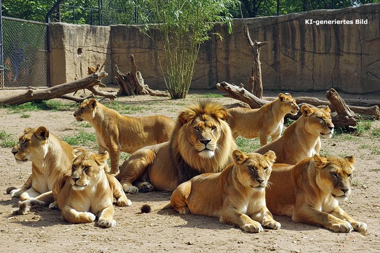 Künstlich erzeugtes Bild einer Gruppe von Löwen