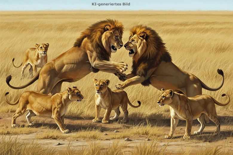 Künstlich erzeugtes Bild einer Gruppe von Löwen