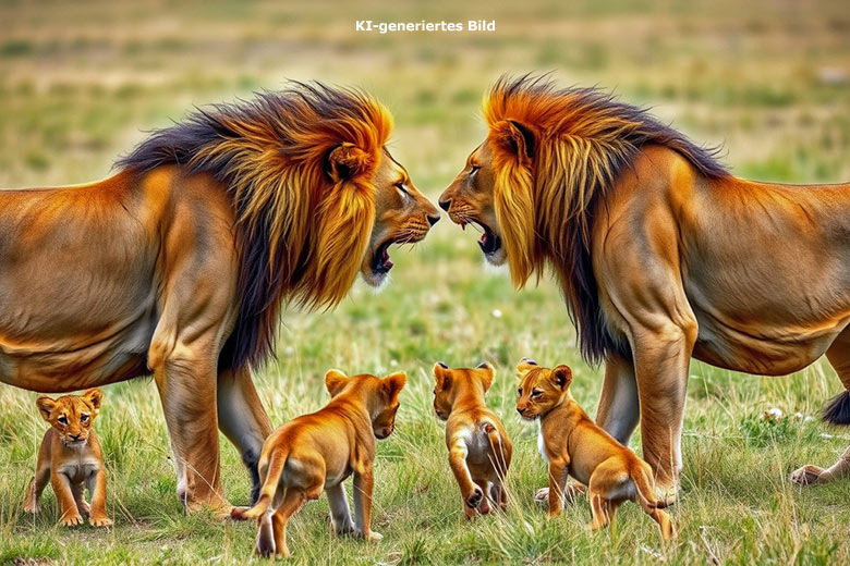 Künstlich erzeugtes Bild einer Gruppe von Löwen