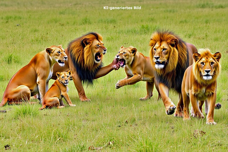 Künstlich erzeugtes Bild einer Gruppe von Löwen