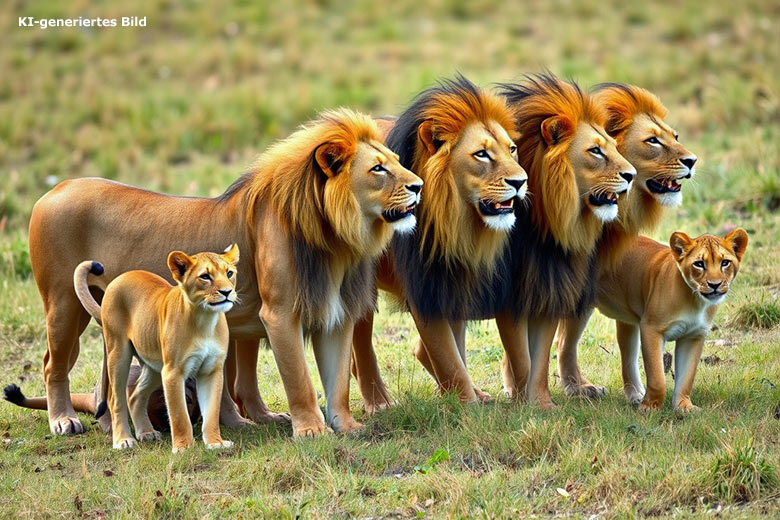 Künstlich erzeugtes Bild einer Gruppe von Löwen