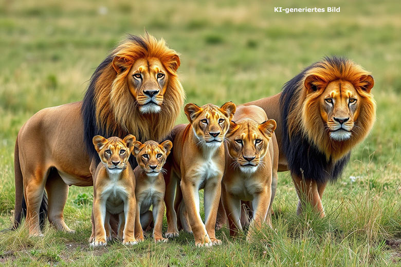 Künstlich erzeugtes Bild einer Gruppe von Löwen