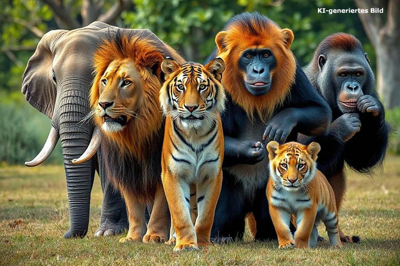 Künstlich erzeugtes Bild einer Tiergruppe