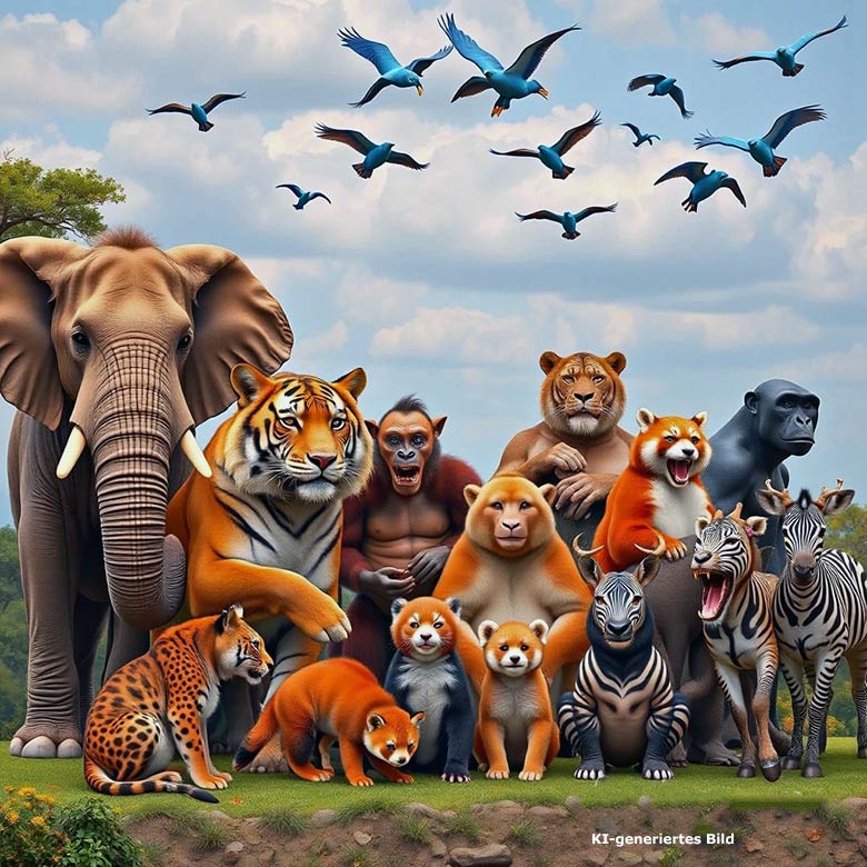 Künstlich erzeugtes Bild einer Tiergruppe