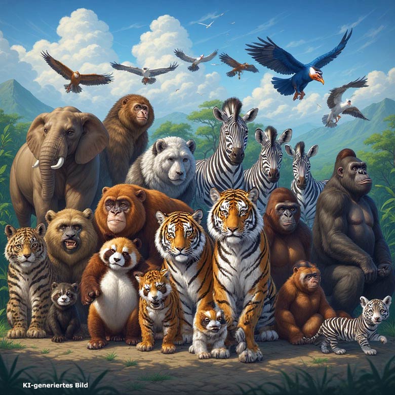 Künstlich erzeugtes Bild einer Tiergruppe