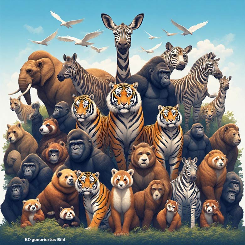 Künstlich erzeugtes Bild einer Tiergruppe