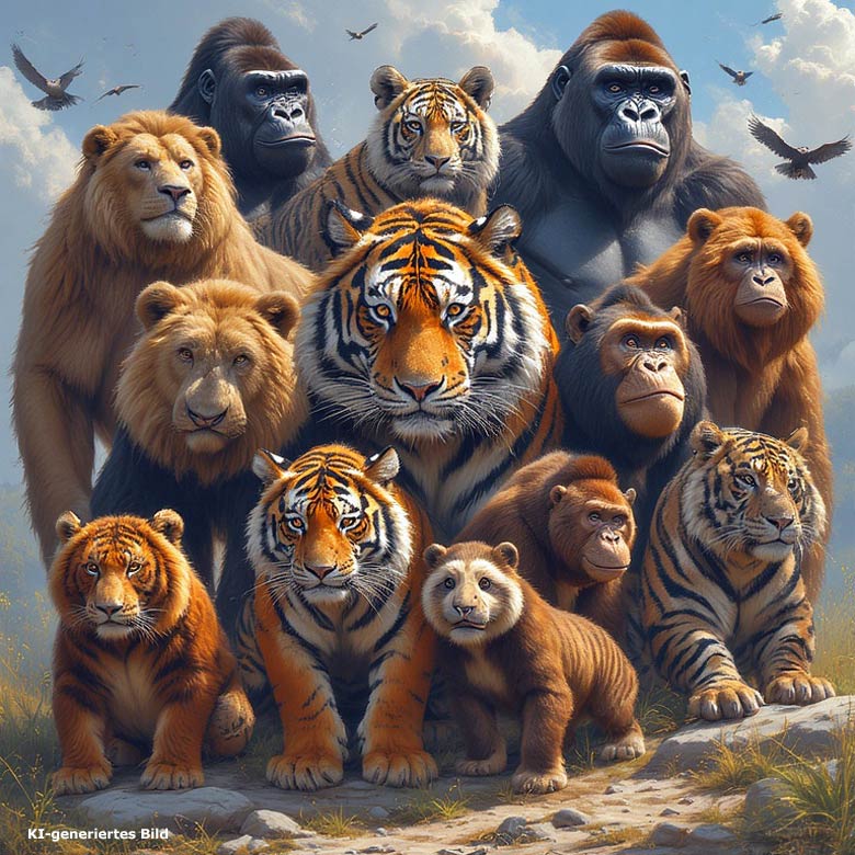 Künstlich erzeugtes Bild einer Tiergruppe