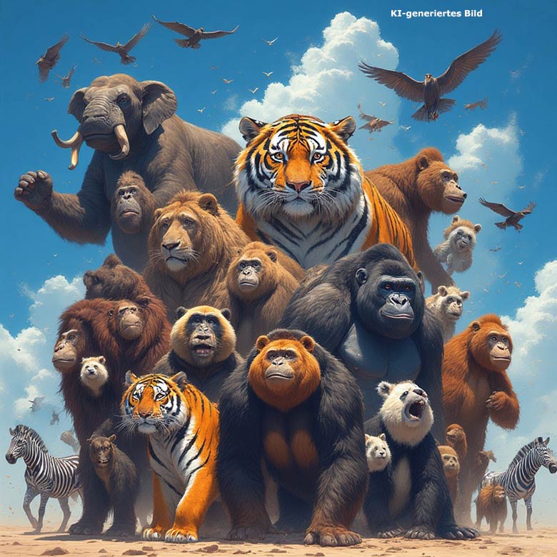 Künstlich erzeugtes Bild einer Tiergruppe