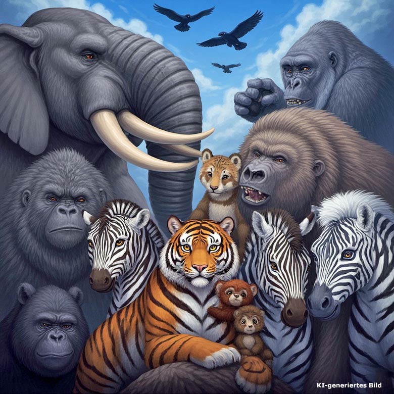Künstlich erzeugtes Bild einer Tiergruppe