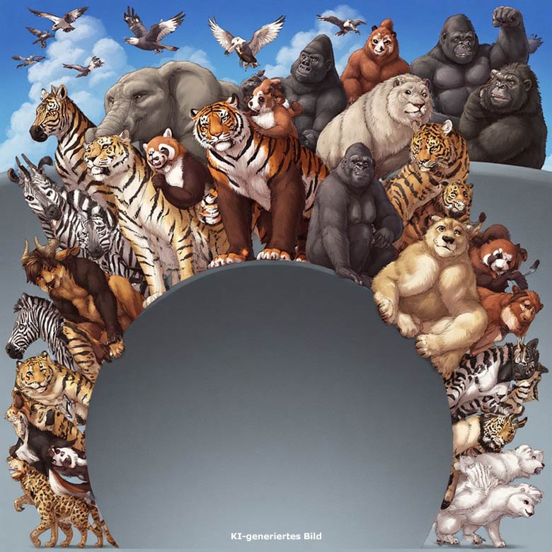 Künstlich erzeugtes Bild einer Tiergruppe