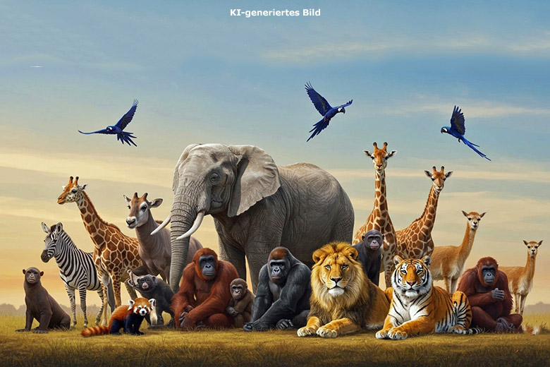Künstlich erzeugtes Bild einer Tiergruppe
