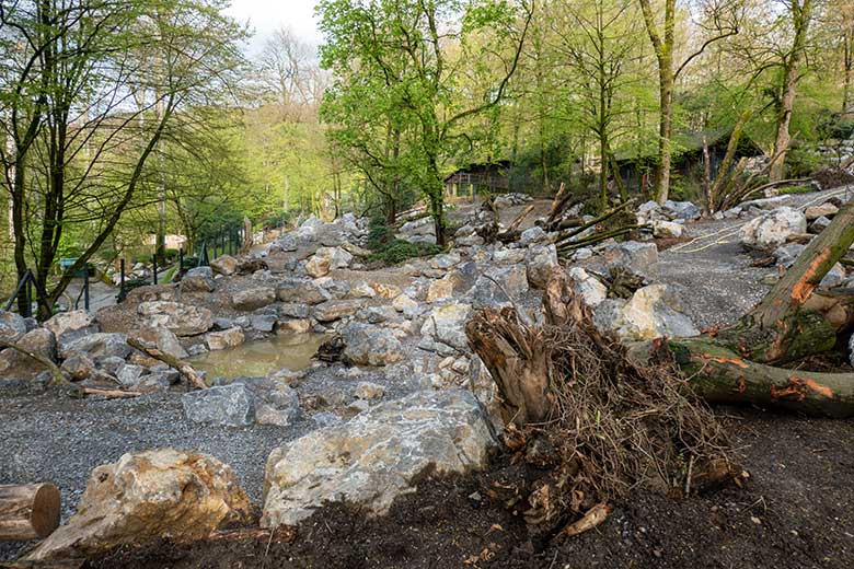 Baustelle zur Erweiterung der Takin-Anlage am 24. April 2023 am Areal der einstigen Kiang-Anlage im Zoologischen Garten Wuppertal