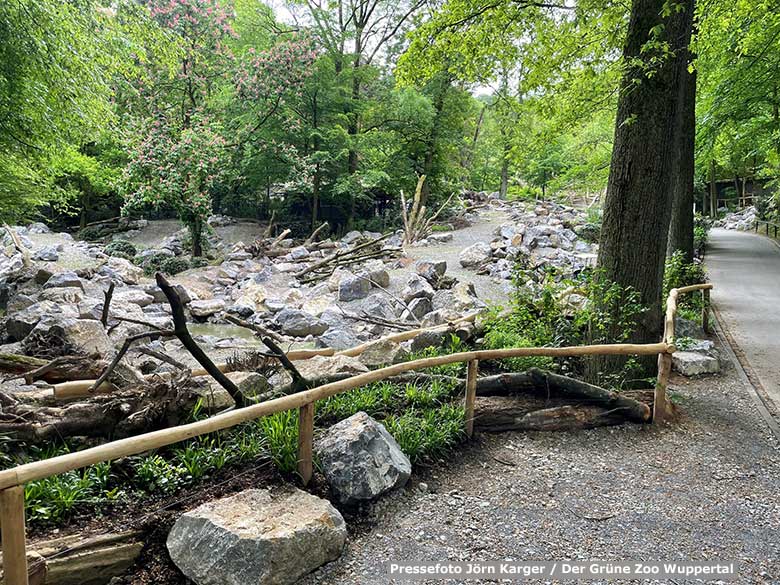 Blick auf den neuen unteren Teil der noch im Bau befindlichen Erweiterung der Takinanlage im Mai 2023 im Wuppertaler Zoo (Pressefoto Jörn Karger - Der Grüne Zoo Wuppertal)