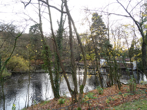 Haus der Weißhandgibbons am Großen Teich im Zoologischen Garten der Stadt Wuppertal am 8. November 2015