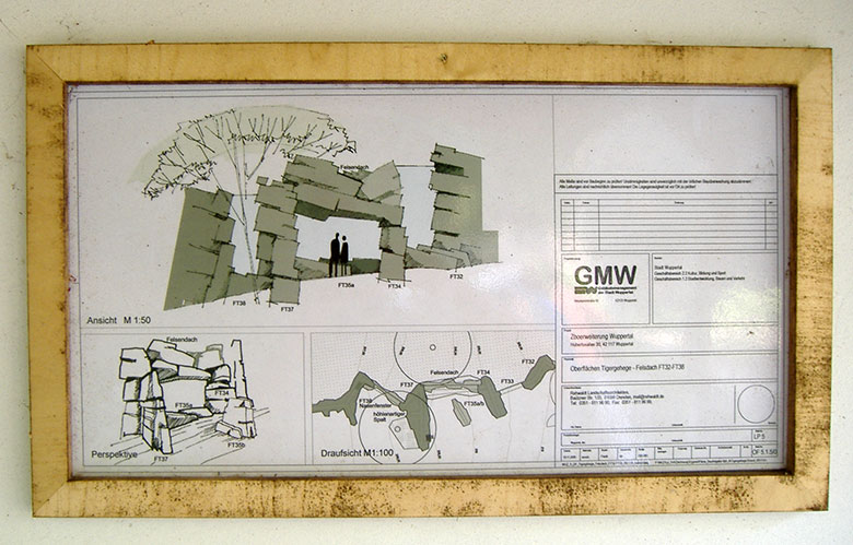 Eine der ausgehängten Plan-Zeichnungen für die neue Tiger-Anlage am 24. Mai 2007 im Wuppertaler Zoo