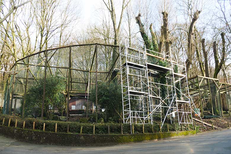 Baustelle für Andenkarakara am 28. Januar 2022 neben dem Kleinkatzen-Haus im Wuppertaler Zoo